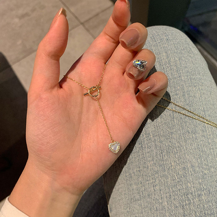 Mode geometrische Edelstahl Verkupferung künstliche Perlen Strass Opal Halskette