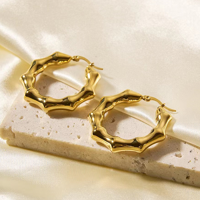 1 par de brincos banhados a ouro 18K com revestimento geométrico estilo vintage em aço inoxidável