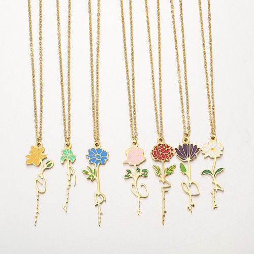 Niedliche Halskette mit süßem Blumen-Anhänger aus Edelstahl in großen Mengen
