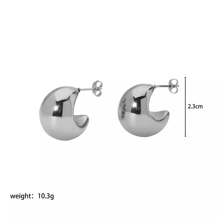 1 Pair Simple Style C Shape Polishing Plating Chunky Stainless Steel  18K Gold Plated Ear Studs