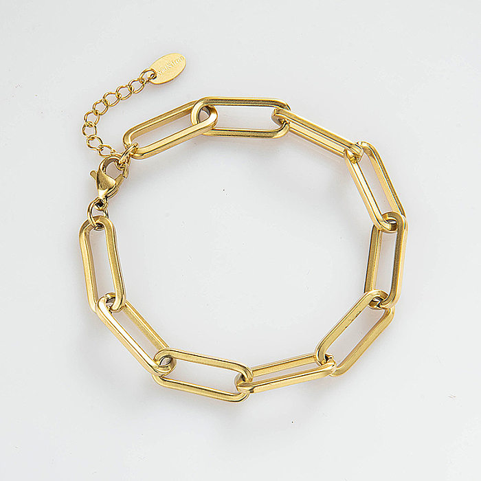 Bracelet européen et américain en acier inoxydable, chaîne à boucle à maillons simples, bijoux réglables