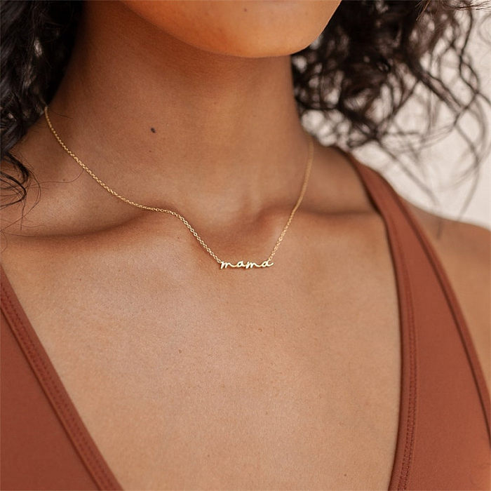 Mode einfache goldene Anhänger Buchstabenform Edelstahl Halskette