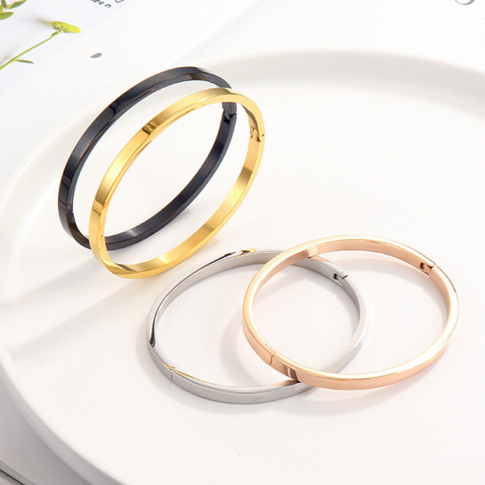 Simple Style Solid Color Titanium Steel Bangle In Bulk