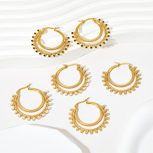 Pendientes de diamantes de imitación de perlas artificiales chapados en acero inoxidable geométricos de estilo vintage 1 par