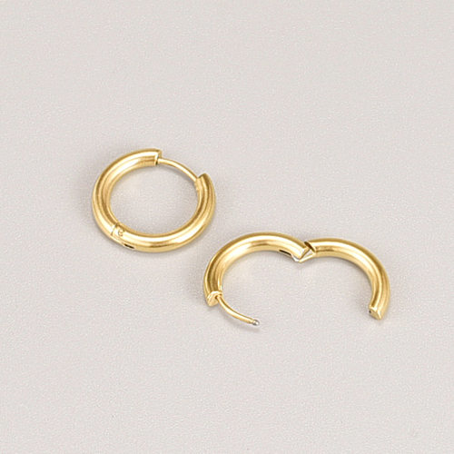 Pendientes de clip de oreja para mujer pequeños y simples de acero inoxidable chapado en oro de 18 quilates a la moda