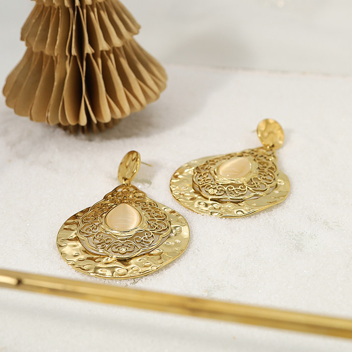 1 par de brincos estilo IG estilo barroco com gotas de água banhadas a ouro 18K em aço inoxidável