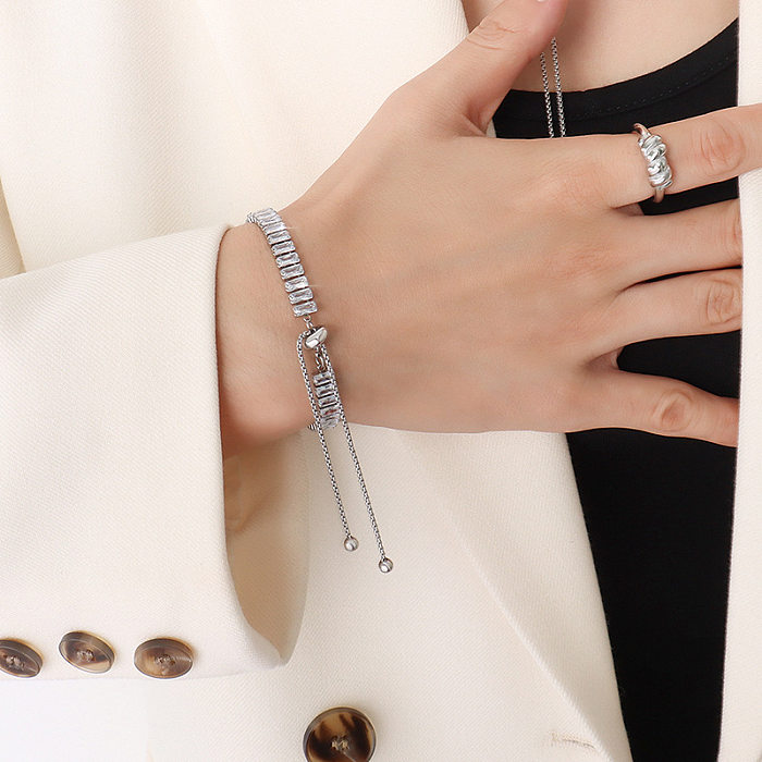Marka French Ins Style Chocker Simple Starry Zircon Titanium Steel 18K Bracelet Set E285-P190