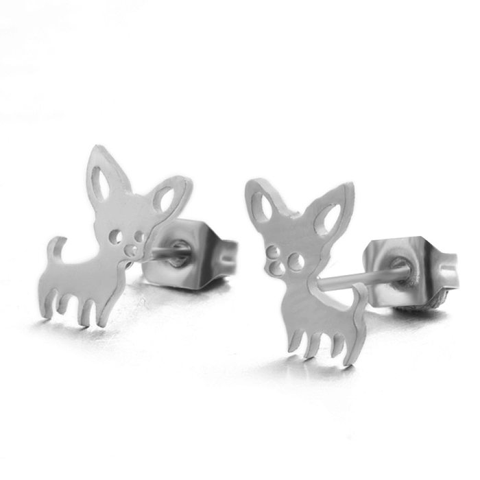 Boucles d'oreilles en acier inoxydable avec animaux de mode, vente en gros