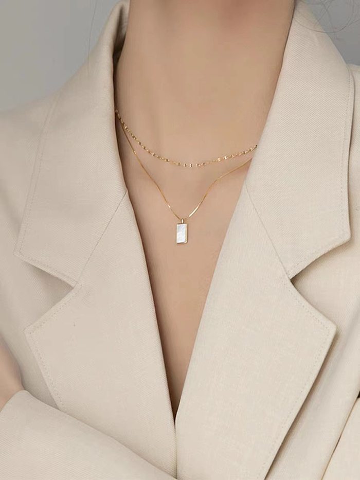 Simple Style Square Stainless Steel Plating Gold Plated Layered Necklaces
