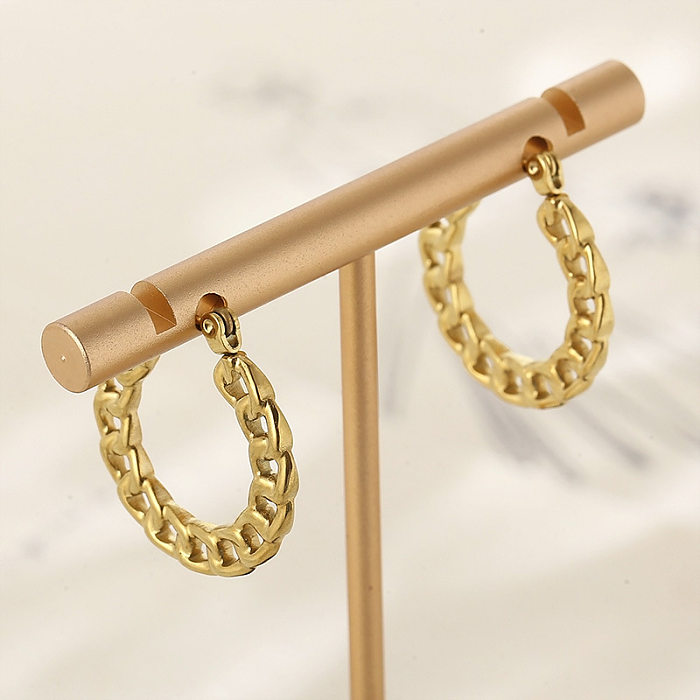 Fashion Solid Color Stainless Steel Plating Hollow Out Earrings 1 Pair