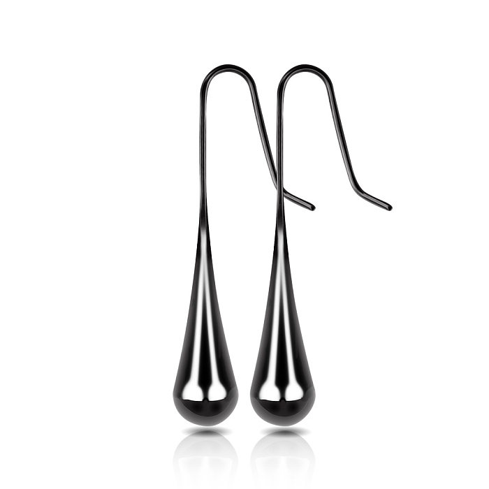 1 Pair Elegant Water Droplets Stainless Steel Plating Drop Earrings