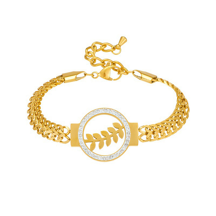 Style simple exagéré laisse des bracelets plaqués or 18 carats avec incrustation de placage en acier titane
