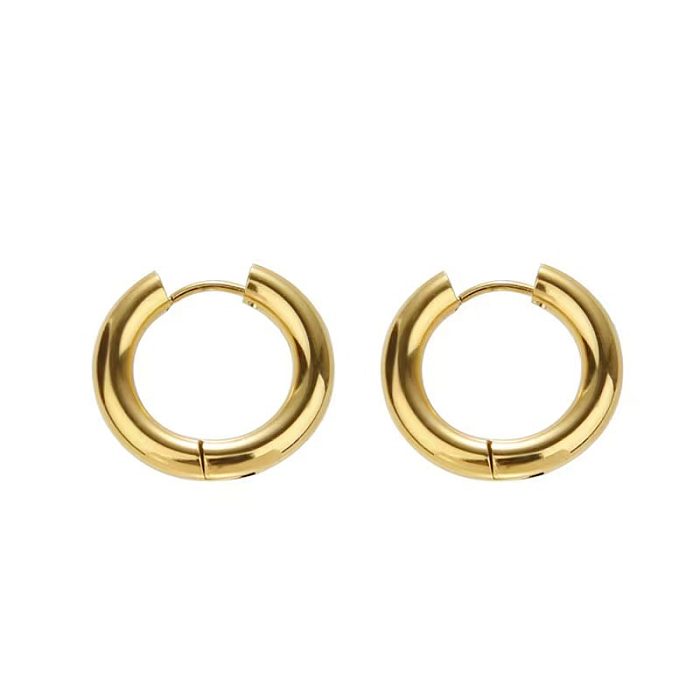 1 Pair Retro Simple Style Round Plating Stainless Steel 18K Gold Plated Earrings