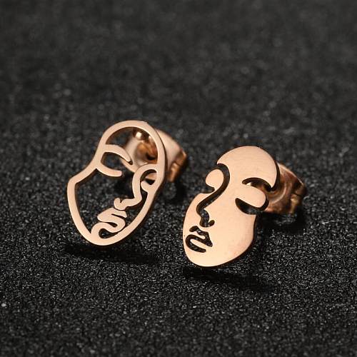 1 Pair Modern Style Simple Style Human Face Plating Hollow Out Stainless Steel  Ear Studs