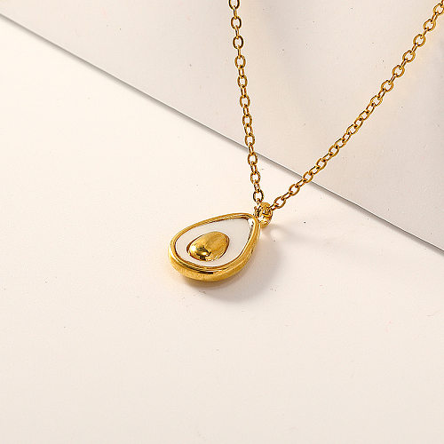Cute Fruit Stainless Steel Plating Inlay Shell Pendant Necklace