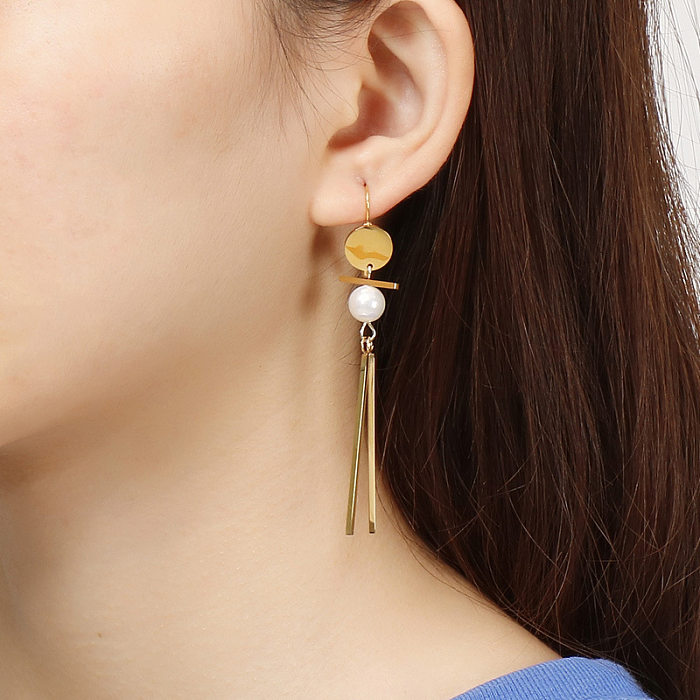 Mode-Kreis lange Gold-Edelstahl-Ohrringe Großhandel Schmuck