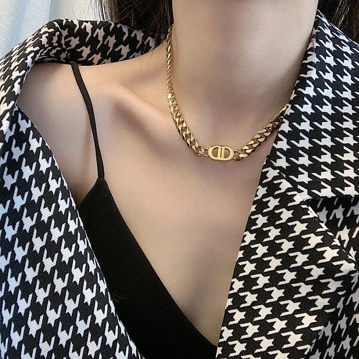 Fashion Letter Stainless Steel  Plating Layered Necklaces 1 Piece