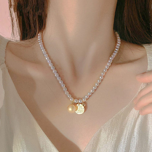 Einfache runde Perlenkette aus Edelstahl