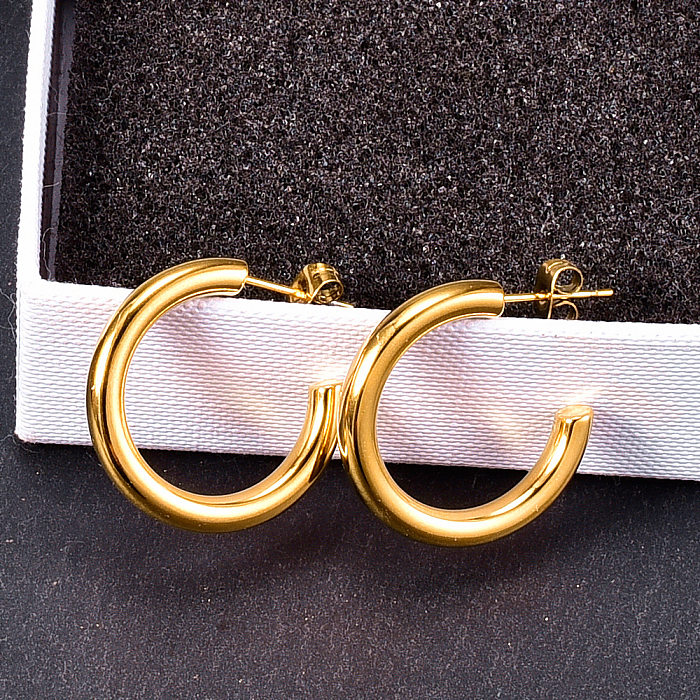 Schmuck Schmuck Großhandel Mode C-förmige goldene Ohrringe aus Edelstahl