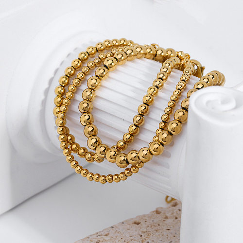 Pulseiras redondas banhadas a ouro com revestimento de aço inoxidável estilo clássico