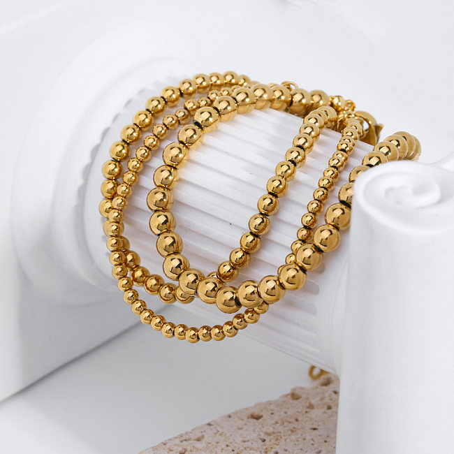 Classic Style Round Stainless Steel Plating Gold Plated Bracelets