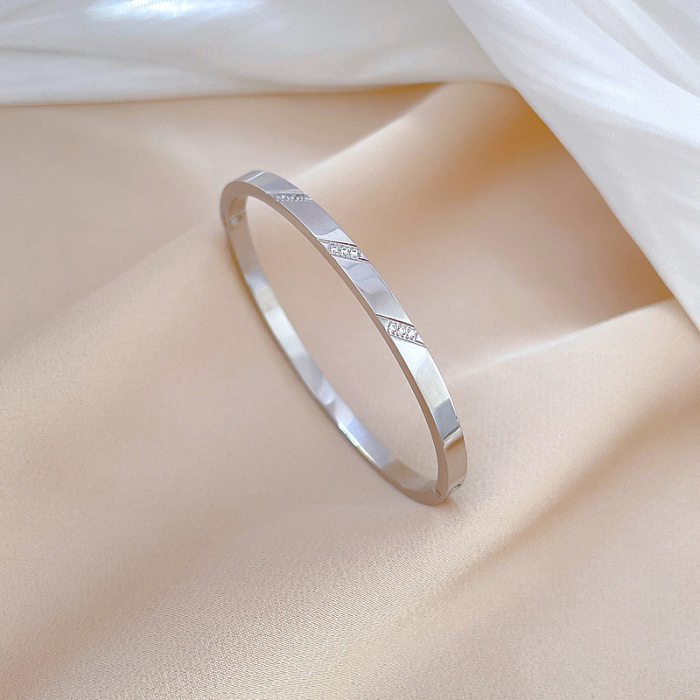 Simple Style Solid Color Titanium Steel Gold Plated Bangle In Bulk
