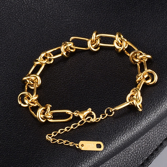 Bracelets plaqués or 18 carats en acier titane avec nœud de style simple