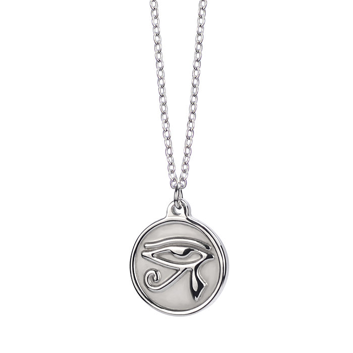 18K Retro Small Round Coin Horus Eye Stainless Steel Necklace Wholesale jewelry
