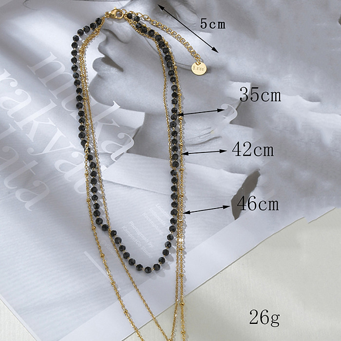 Collier pendentif hip-hop étoile ronde en acier inoxydable, colliers en acier inoxydable avec couches de perles et strass