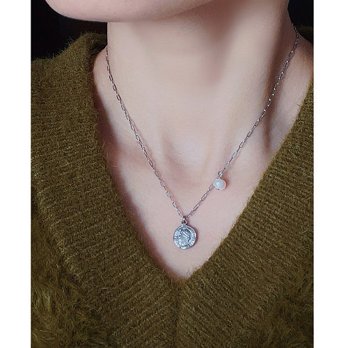 Simple Style Solid Color Stainless Steel Plating 18K Gold Plated Pendant Necklace