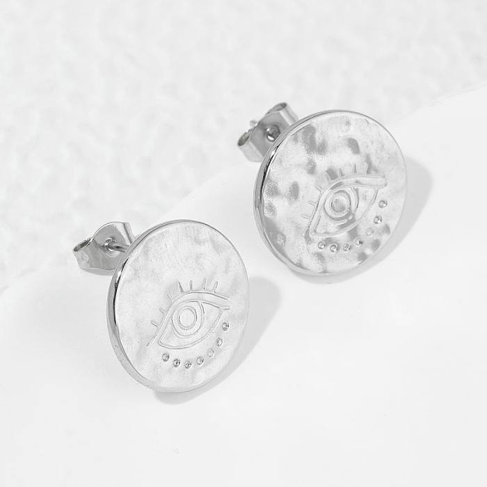 1 paire de clous d'oreilles classiques luxueux en acier inoxydable plaqué or 18 carats, couleur unie