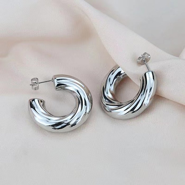 1 Pair Simple Style Commute C Shape Stainless Steel  Ear Studs
