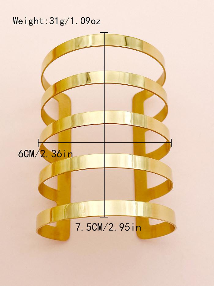 سيدة الرجعية C الشكل الصلبة اللون الفولاذ المقاوم للصدأ تصفيح الإسورة مطلية بالذهب 14K