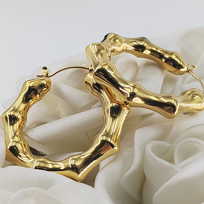 1 Pair Elegant Irregular Stainless Steel  Plating 18K Gold Plated Hoop Earrings
