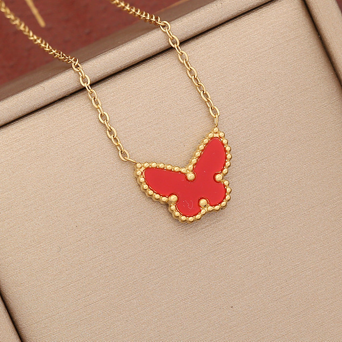 1 Piece Korean Style Insect Butterfly Stainless Steel  Plating Pendant Necklace