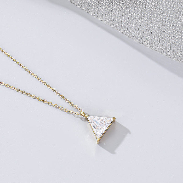 Modische Dreieck-Halskette mit Zirkon-Anhänger aus Edelstahl mit Inlay, 1 Stück
