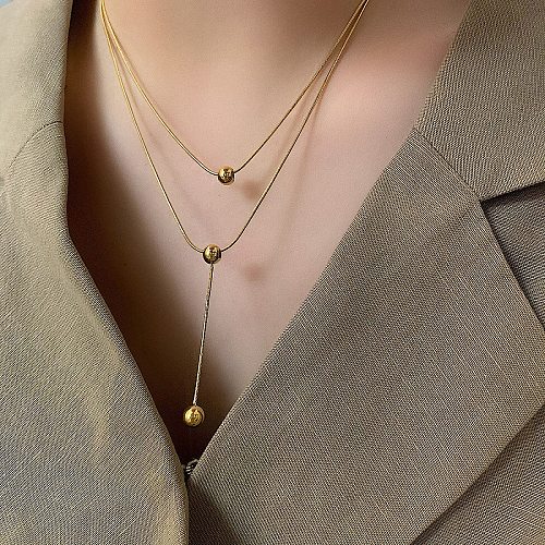 Modern Style Solid Color Stainless Steel Pendant Necklace