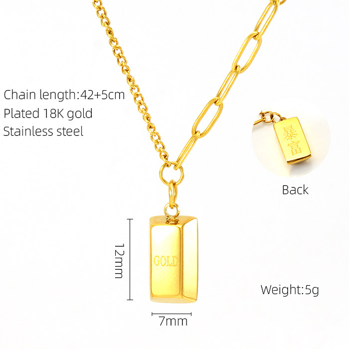Cute Modern Style Rabbit Word Stainless Steel  Plating Inlay Rhinestones 18K Gold Plated Pendant Necklace