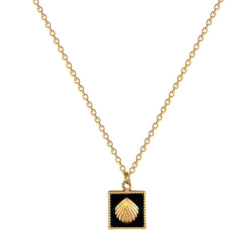 Fashion Square Shell Stainless Steel Plating Pendant Necklace 1 Piece