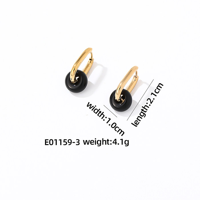 1 Pair Simple Style Oval Plating Stainless Steel  Gold Plated Earrings
