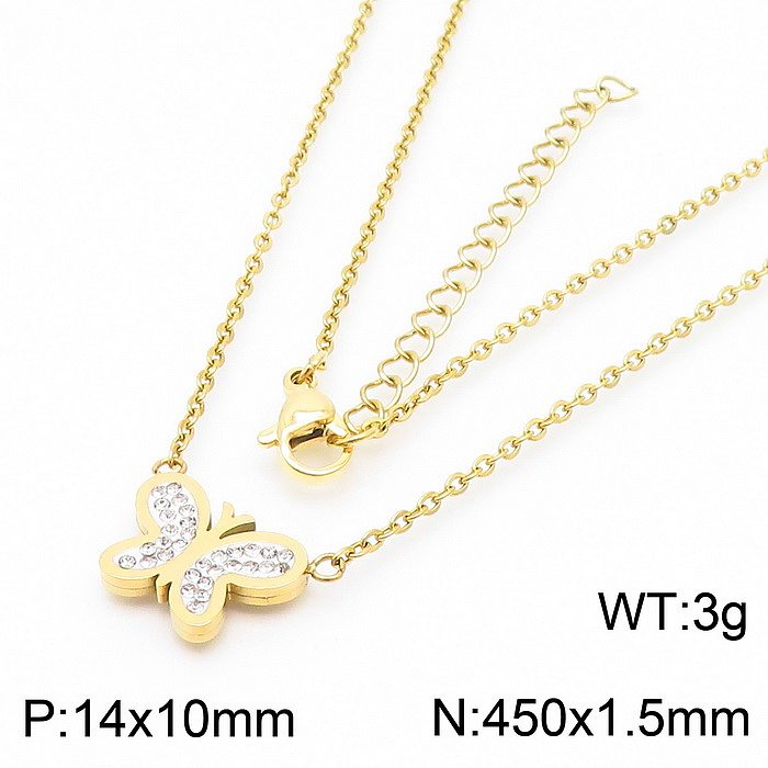 Simple Style Star Butterfly Stainless Steel Plating Gold Plated Pendant Necklace
