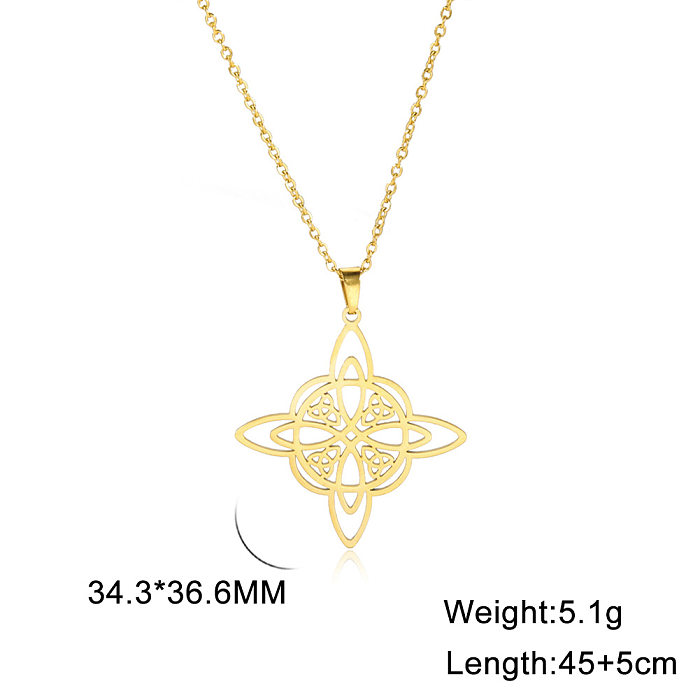 Estilo coreano entrega de uma peça personalizado bruxa dupla camada celta triângulo pingente 304 colar de aço inoxidável