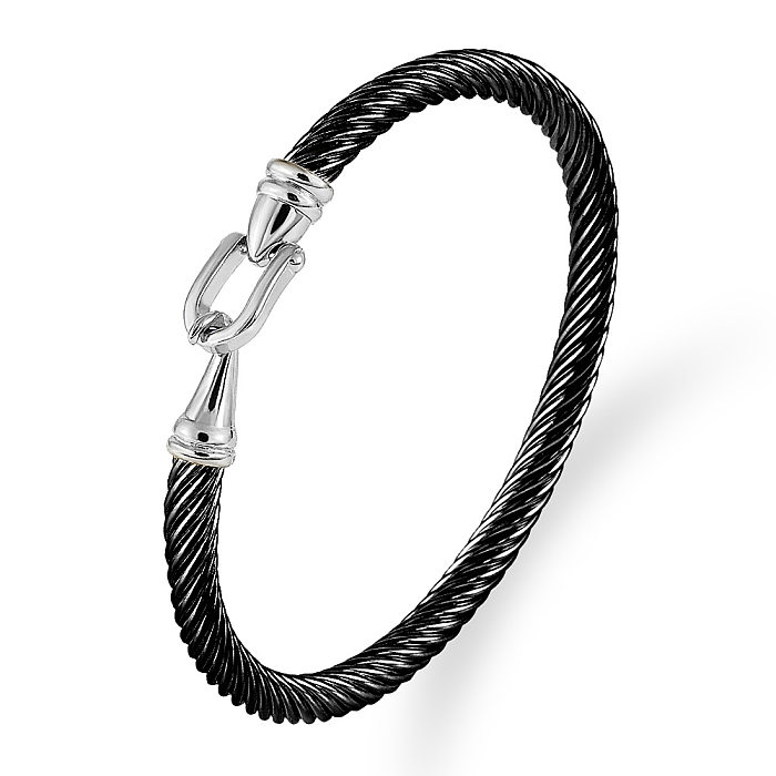 Bracelet à câble torsadé avec placage en acier inoxydable à courbe élégante
