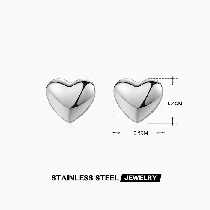1 Pair Casual Simple Style Heart Shape Plating Stainless Steel 18K Gold Plated Ear Studs