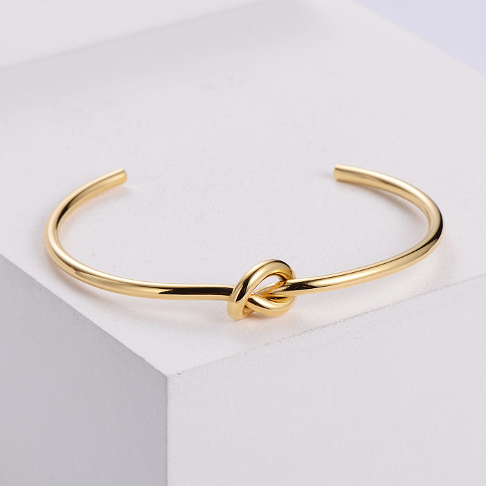 Korea Simple Knotted Open Stainless Steel Thin Bracelet Wholesale jewelry