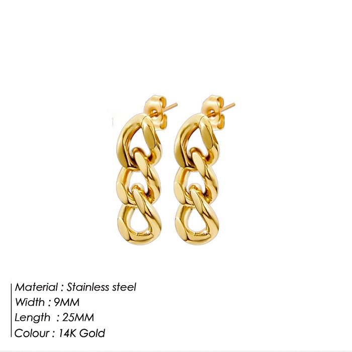 Fashion Solid Color Stainless Steel  Plating Chain Hollow Out Drop Earrings 1 Pair