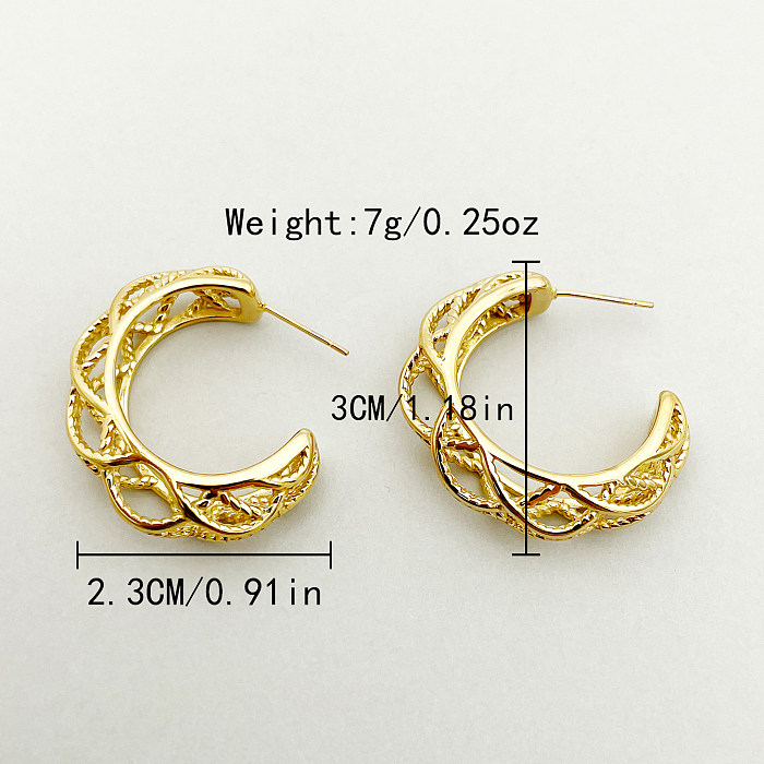 1 Pair Simple Style Commute Heart Shape Plating Hollow Out Stainless Steel  Gold Plated Ear Studs