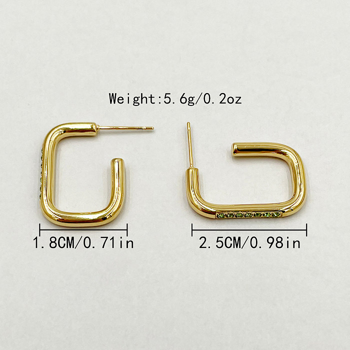 1 Pair Casual French Style Rectangle Plating Inlay Stainless Steel  Rhinestones Gold Plated Ear Studs