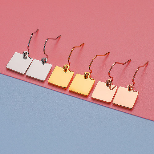 1 Pair Cute Lady Shiny Square Plating Stainless Steel  Rose Gold Plated Gold Plated Silver Plated Drop Earrings