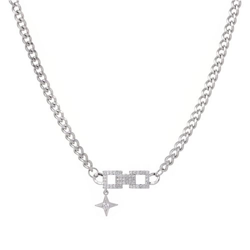 Vintage Style Star Stainless Steel  Plating Inlay Zircon Gold Plated Necklace Pendant